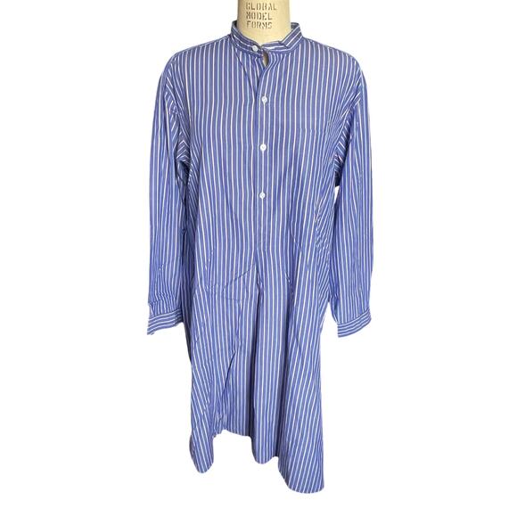 CHARVET Elysee Oversized Striped Blue Cotton-poplin Nightdress Size XL X-Large